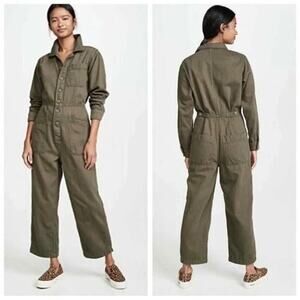 Free People Bloggers Gia Coverall Jumpsuit in Army Green Sz Small
